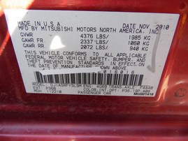 2011 MITSUBISHI GALANT ES RED 2.4 AT